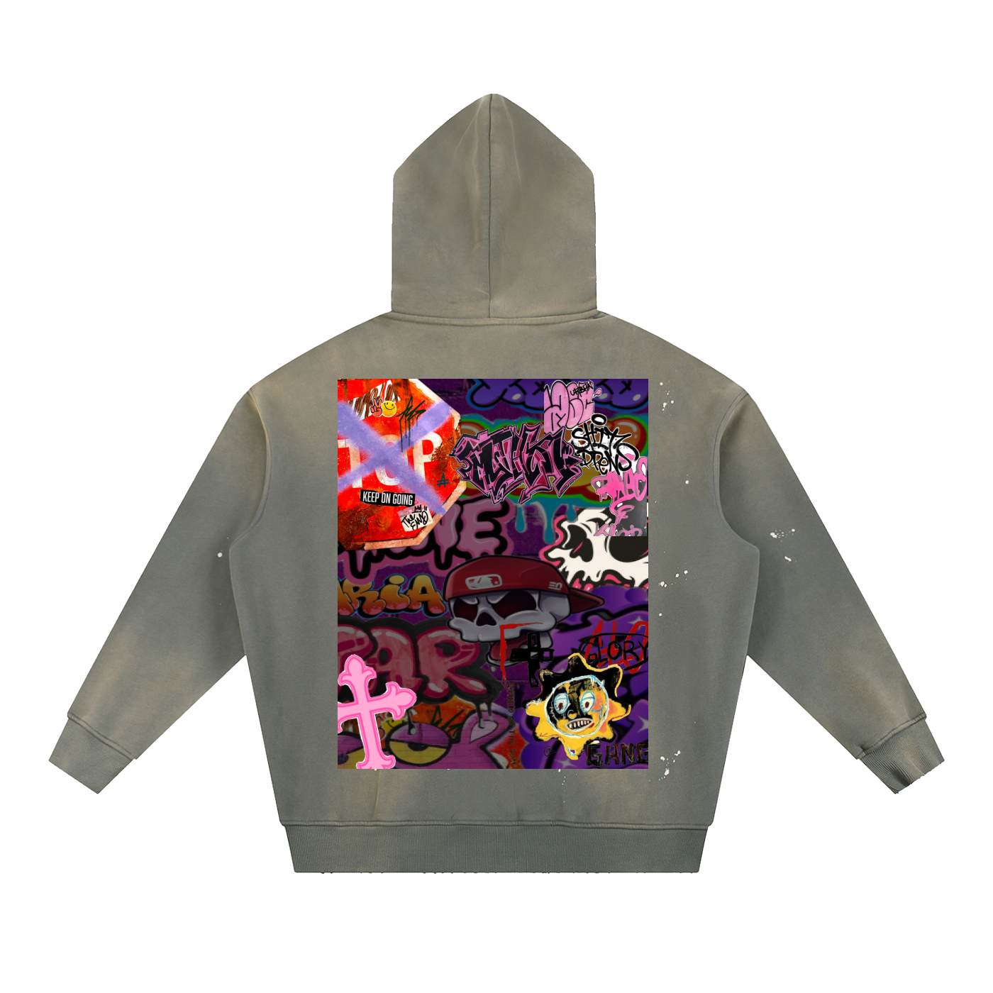 NON-SPECIFIC CLOTHING  Vintage Washed Frayed Fleece Hoodie