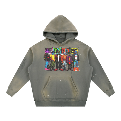 NON-SPECIFIC CLOTHING  Vintage Washed Frayed Fleece Hoodie