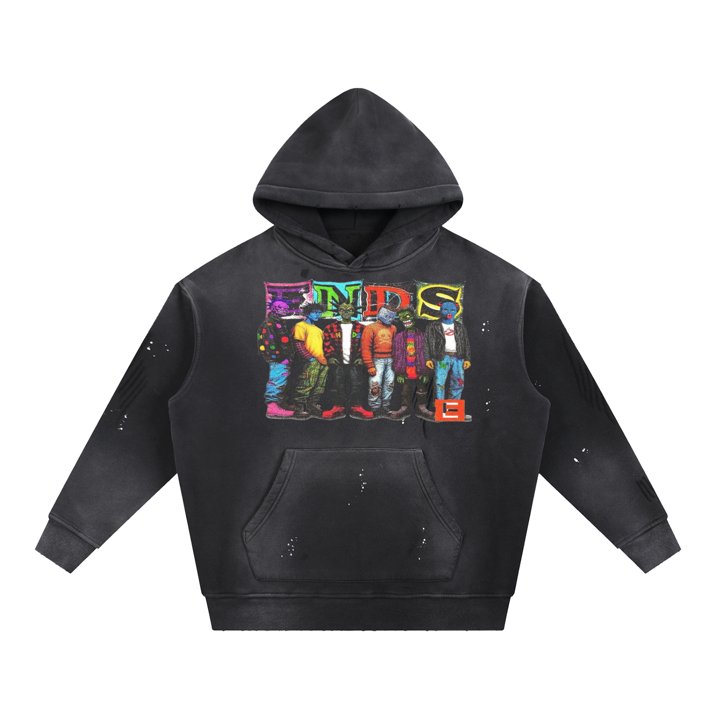 NON-SPECIFIC CLOTHING  Vintage Washed Frayed Fleece Hoodie