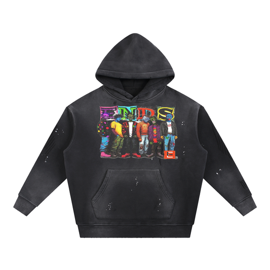 NON-SPECIFIC CLOTHING  Vintage Washed Frayed Fleece Hoodie
