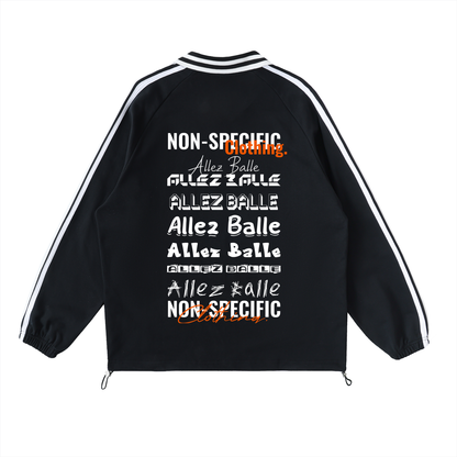Contrast Striped Lapel Collar Sweatshirt