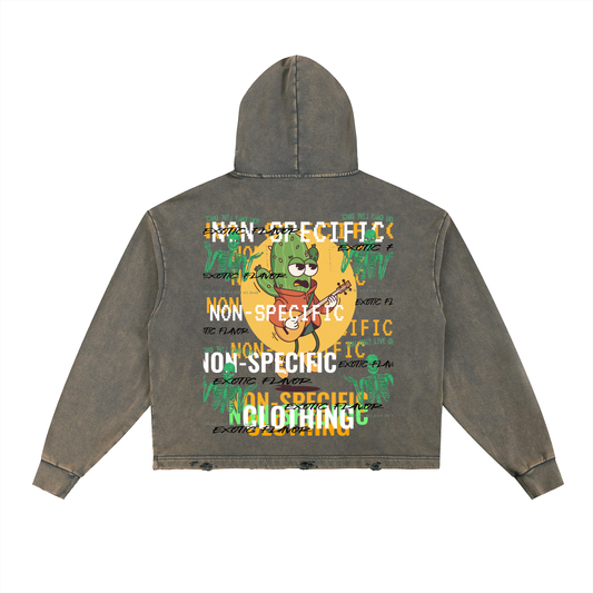 Vintage Washed Frayed-Hem Hoodie