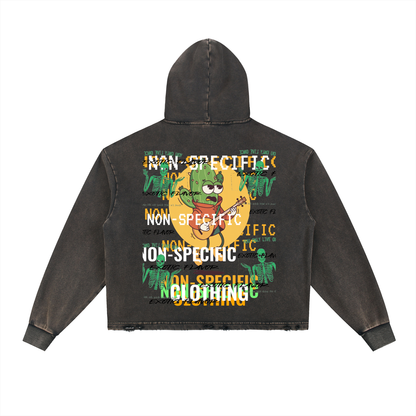 Vintage Washed Frayed-Hem Hoodie