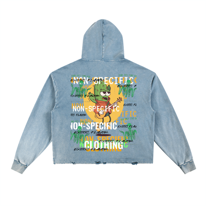 Vintage Washed Frayed-Hem Hoodie